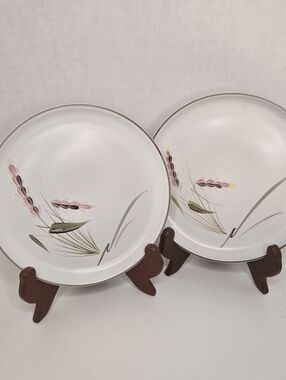 Vintage Denby Langley Harvest 6.5" Bread Dessert Plates Set Of 2 Made In England